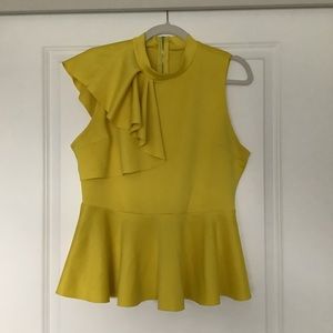 Yellow Flowy Blouse with Ruffles (size XL)